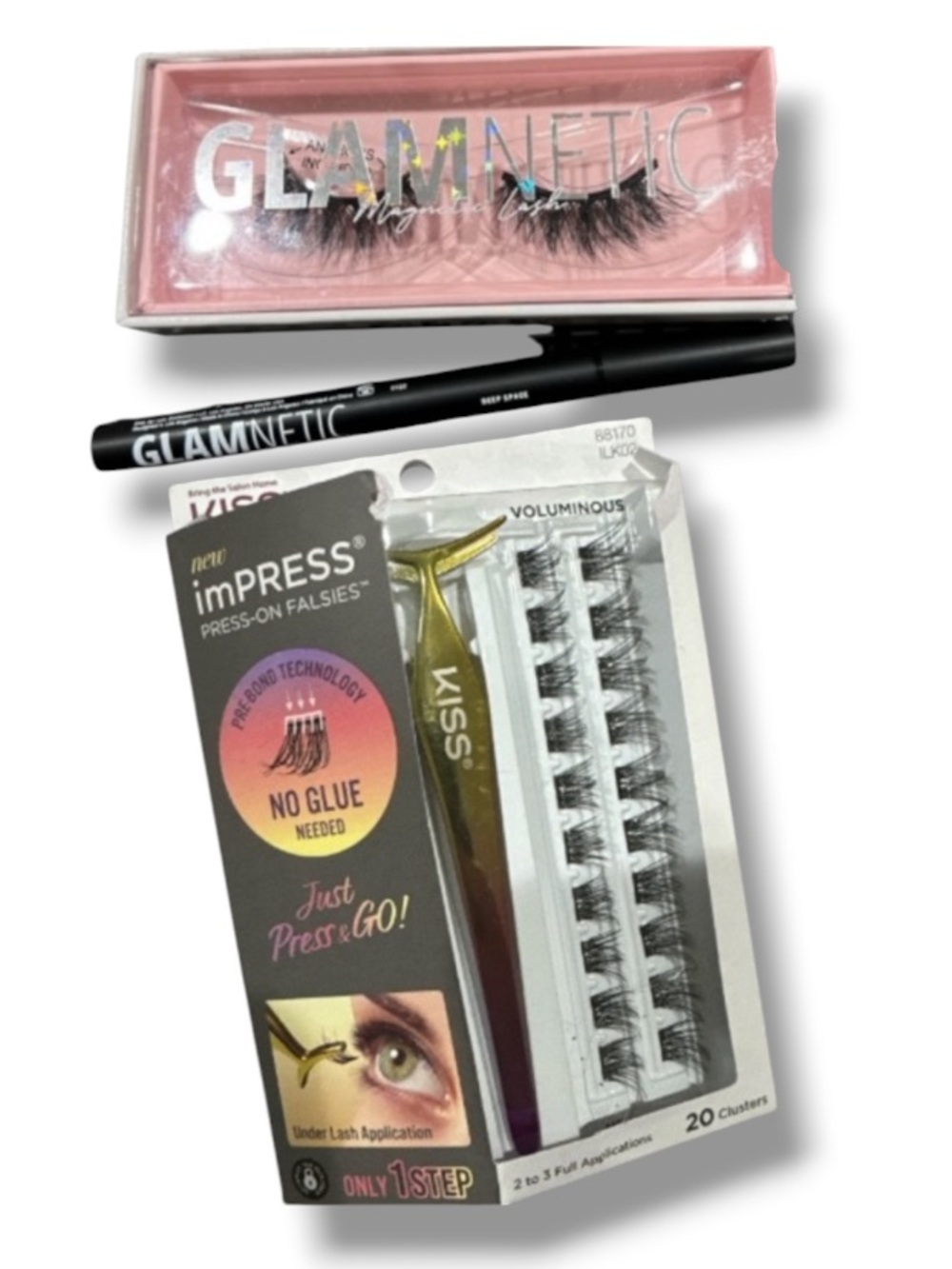 Glamnetic Women’s Magnetic Eyelashes + Kiss imPRESS Press-On Fake Lashes Volume